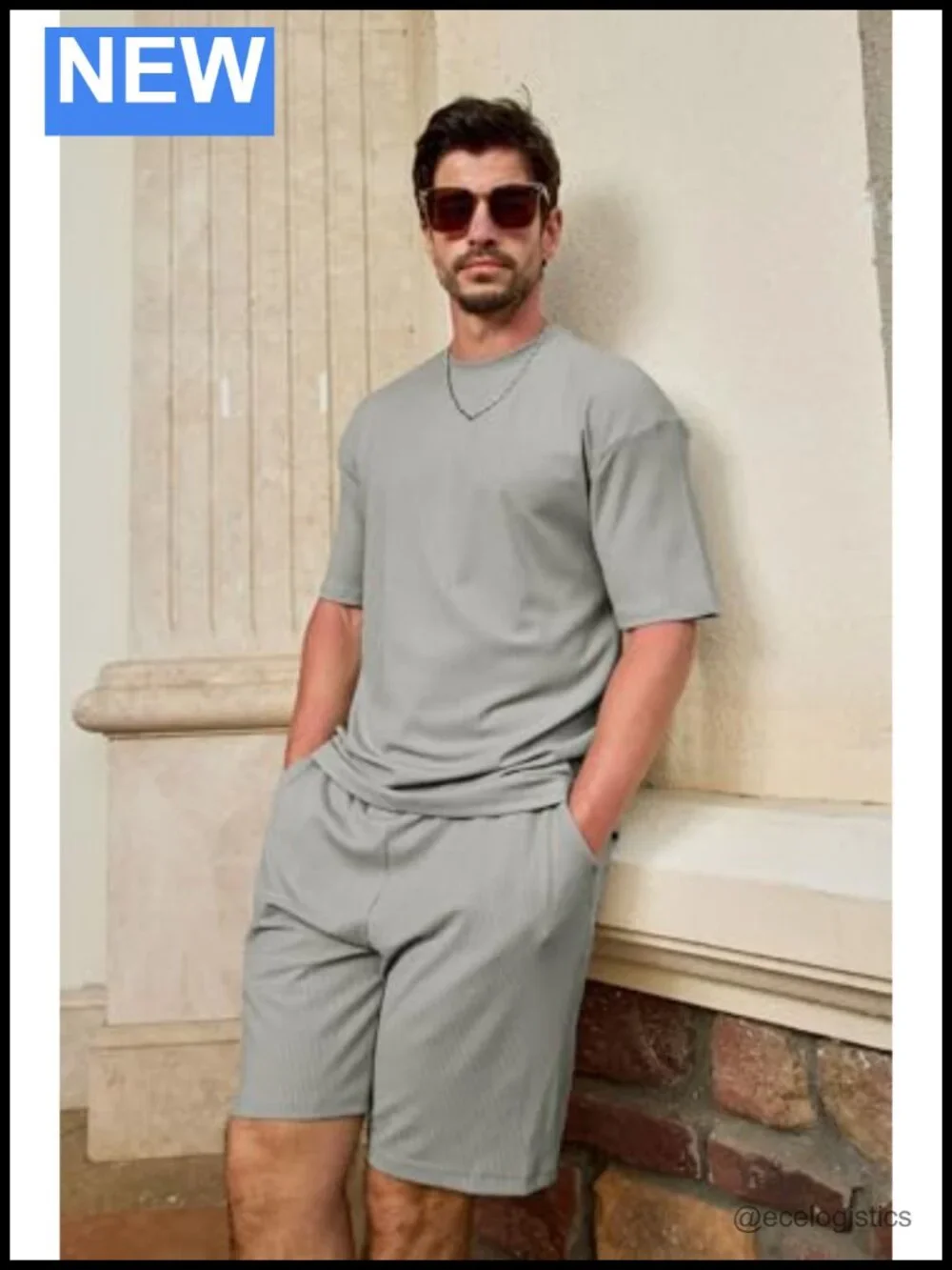 Men's 2 Piece Short Set Oversize T-Shirt Drawstring Tracksuit Athletic Casual